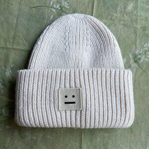 Acne Studios White Embroidered Knit Beanie